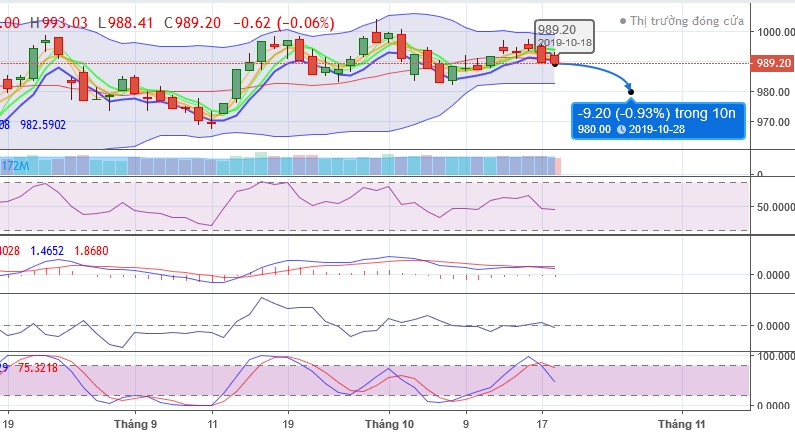 (Dự đoán: Biểu đồ kỹ thuật chỉ số VNI-INDEX tuần 21-25.10.2019 )